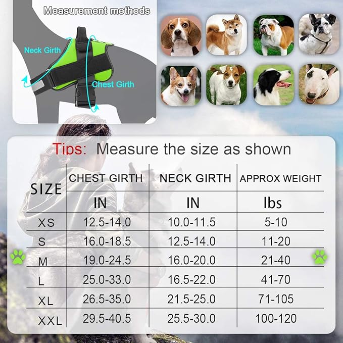 Bolux Dog Harness, No-Pull Reflective Dog Vest, Breathable Adjustable Pet Harness with Handle for Outdoor Walking - No More Pulling, Tugging or Choking (Green, M) Bolux
