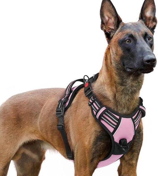 rabbitgoo Dog Harness for Large, No Pull Pet Harness with 3 Buckles, Adjustable Soft Padded Pooch Vest with Instant Control Handle, Easy Walking Reflective Pet Vest for Extra Large Dogs, Pink, XL rabbitgoo