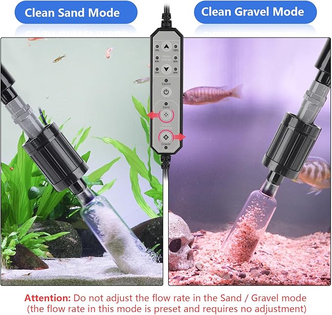 Aquarium Gravel Cleaner with External Controller 25W 550GPH Electric Fish Tank Vacuum Gravel Cleaner for Change Water(Adjustable Flow) Wash Sand (Sand/Gravel Mode) Water Filter Circulation fishkeeper