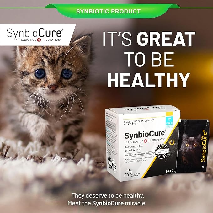 I Probiotics & Prebiotics for Cats I Powder Cat Supplement I Digestive Health Support I 200 Billion Bacteria Per Sachet I 30 Sachets*2 g PawsomeCure