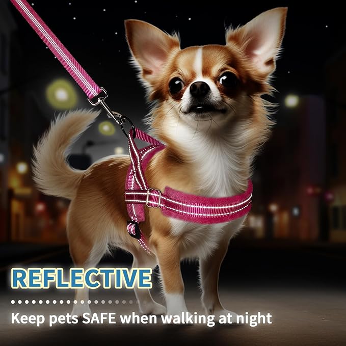 SlowTon No Pull Small Dog Harness and Leash Set, Puppy Soft Vest Harness Neck & Chest Adjustable, Reflective Lightweight Harness & Anti-Twist Pet Lead Combo for Small Medium Dogs(FU,L) SlowTon
