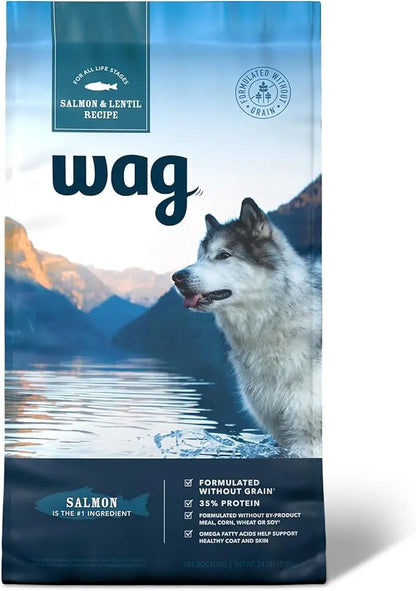 Amazon Brand - Wag Dry Dog Food Grain-Free Salmon & Lentil Recipe, High Protein (24 lb bag) - PAWPICO