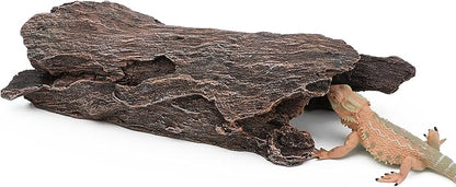 AQUA KT Reptile Hideout Tree Trunk Hollow Log Cork Bark for Lizard Bearded Dragon Snake Chameleon Hermit Crab Leopard Gecko Terrarium Habitat Decoration AQUAKT
