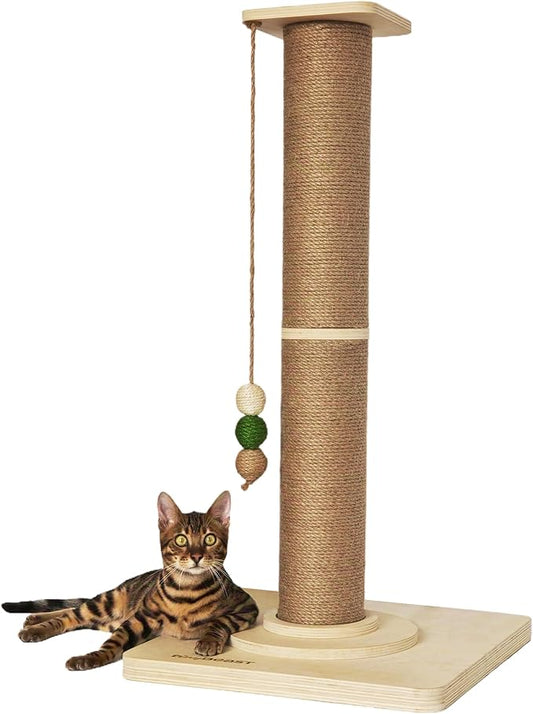 TINYBEAST Cat Scratching Post, Large 35'' Tall Sisal Cat Scratch Post with Thick Wooden Base for Indoor Cats, Super Stable Cat Scratcher Toy Protect Your Furniture - PAWPICO