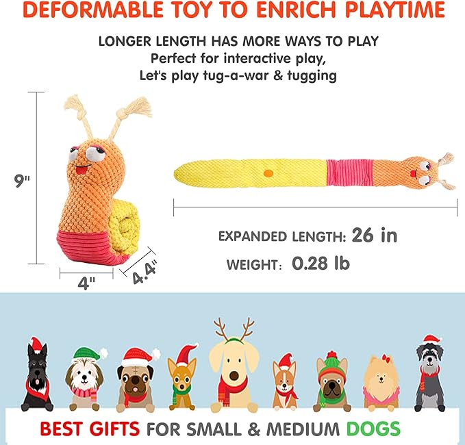 Dog Enrichment Toys - Dog Puzzles Squeaky Treat Dispensing Crinkle Plush Snuffle Toys - Dog Treat Toy for Small Medium Large Dogs Tough Funny Soft Puppy Toy, Snail - PAWPICO