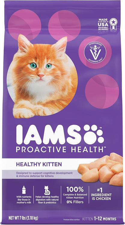 IAMS PROACTIVE HEALTH Healthy Kitten Dry Cat Food with Chicken, 7 lb. Bag - PAWPICO