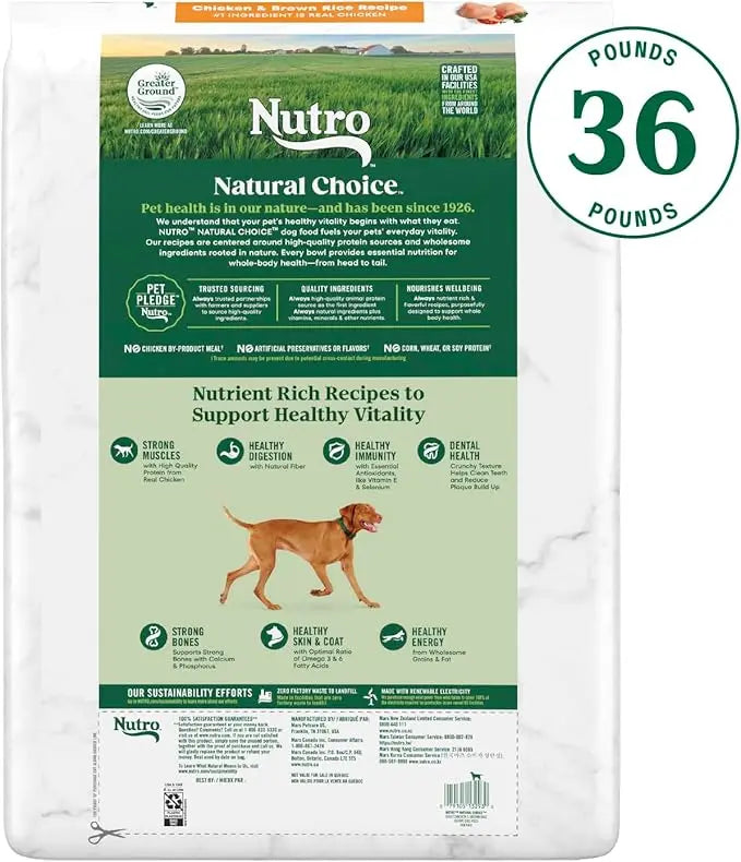 Nutro Natural Choice Adult Dry Dog Food, Chicken and Brown Rice Recipe 36 lbs. - PAWPICO