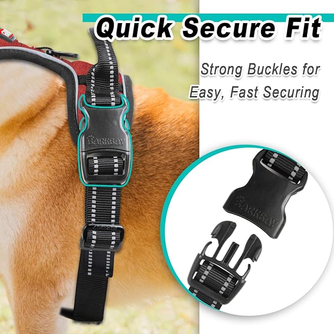 BARKBAY Dog Harness No Pull for Large Dogs - Adjustable, Reflective, Comfortable, No Choke, Heavy-Duty - Perfect for Outdoor Training, Walking, and Hiking - Strong & Durable - XL & Roi Red BARKBAY