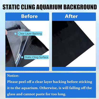 Aquarium Background Static Cling Black Fish Tank Background Wallpaper Fish Tank Backdrop Vinyl Aquarium Poster Background 32 x 18 in XCNO