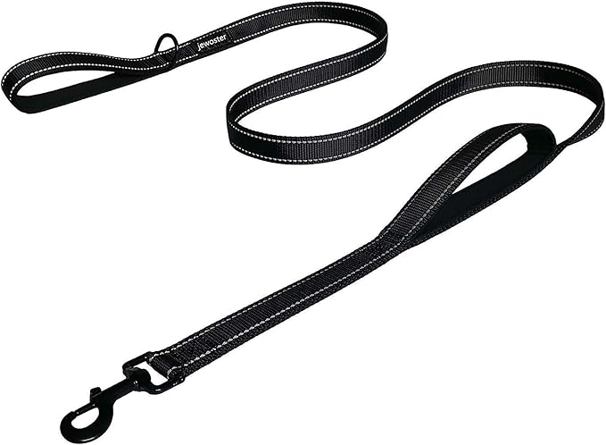 Heavy Duty Dog Leash - 2 Handles by Padded Traffic Handle for Extra Control, 6foot Long - Perfect for Medium to Large Dogs (6 ft, Black) JEWOSTER