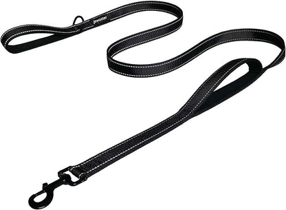 Heavy Duty Dog Leash - 2 Handles by Padded Traffic Handle for Extra Control, 6foot Long - Perfect for Medium to Large Dogs (6 ft, Black) JEWOSTER