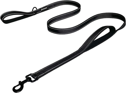 Heavy Duty Dog Leash - 2 Handles by Padded Traffic Handle for Extra Control, 6foot Long - Perfect for Medium to Large Dogs (6 ft, Black) JEWOSTER