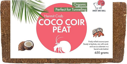Snout and Shell Coco Peat Reptile & Amphibian Bedding 1.4 lbs - Perfect for Frogs, Salamanders, Geckos & Snakes Tunneling - 100% Organic Coconut Husks - 650 Grams, Brown SNOUTANDSHELL