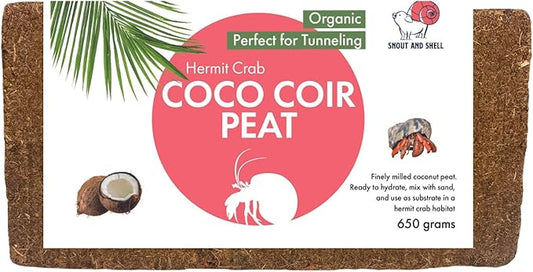 Snout and Shell Coco Peat Reptile & Amphibian Bedding 1.4 lbs - Perfect for Frogs, Salamanders, Geckos & Snakes Tunneling - 100% Organic Coconut Husks - 650 Grams, Brown SNOUTANDSHELL