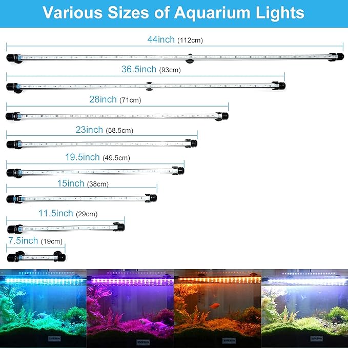 VARMHUS Submersible LED Aquarium Light,Fish Tank Light with 3 Stage Timer Auto Turn On/Off and Remote Controller Custom Adjusts 13 Colors and Brightness,24/7 Cycle RGB-11.5'' VARMHUS