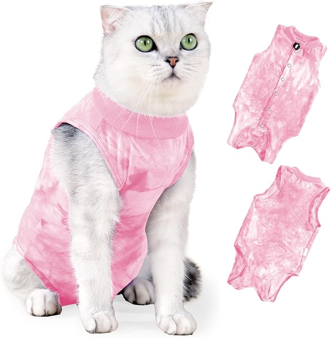 Cat Recovery Suit for Abdominal Wounds or Skin Diseases, Breathable Cat Surgery Recovery Suit E-Collar Alternative for Cats, After Surgery Wear Surgical Suit for Cats Anti Licking Wounds Kodervo