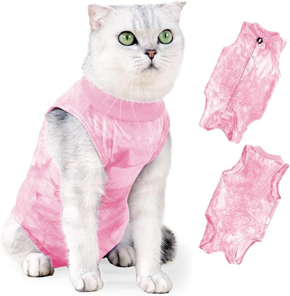 Cat Recovery Suit for Abdominal Wounds or Skin Diseases, Breathable Cat Surgery Recovery Suit E-Collar Alternative for Cats, After Surgery Wear Surgical Suit for Cats Anti Licking Wounds Kodervo