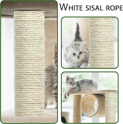 Cat Sisal Rope 164-Feet 4mm for Scratcher Repair and Replace Scratching Post, DIY Hemp Twine Rope for Cat Tree Tower Carpet Mat Kicker House, Pet Toy, and Crafts Gardening Home Decorating - PAWPICO