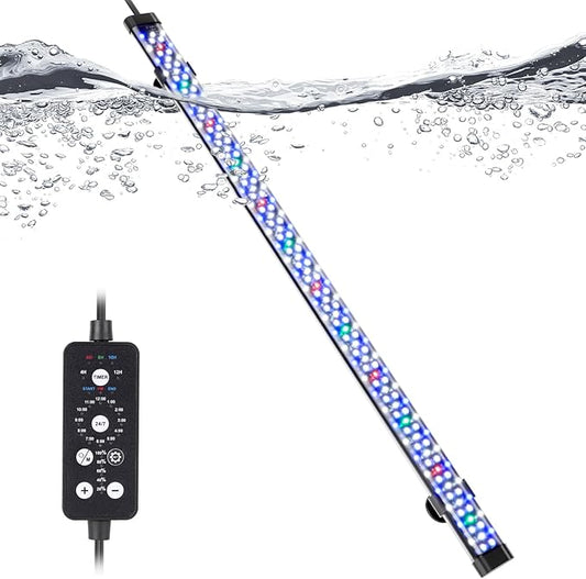 hygger Submersible LED Aquarium Light, 24W 26.8 in 24/7 Mode Fish Tank Light with 5 Rows Beads, with Timer 9 Colors and Adjustable Brightness, Full Spectrum IP68 Waterproof Light for Fish Tank 28-54in hygger