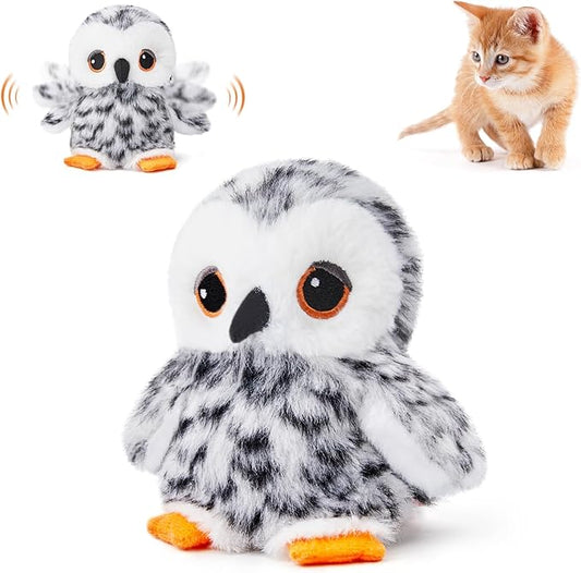 Potaroma Flapping Owl Cat Toys (No Flying), Lifelike Bird Chirp, Rechargeable Touch Activated Kitten Toy, Interactive Catnip Kicker Exercise Toys 4.0" for All Breeds - PAWPICO