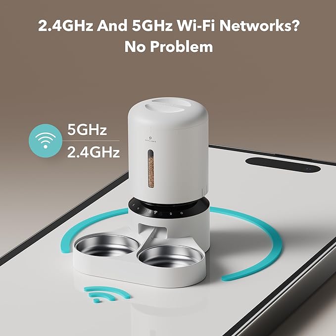 PETLIBRO Automatic Cat Feeder, WiFi Pet Feeder for 2 Cats or Dogs with APP Control, 5L Timed Cat Food Dispenser, Adjustable Meal Splitter, Fresh Food Storage, 10s Meal Call, Stainless Steel Bowls - PAWPICO