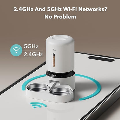 PETLIBRO Automatic Cat Feeder, WiFi Pet Feeder for 2 Cats or Dogs with APP Control, 5L Timed Cat Food Dispenser, Adjustable Meal Splitter, Fresh Food Storage, 10s Meal Call, Stainless Steel Bowls - PAWPICO