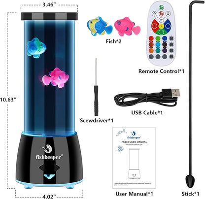 Jellyfish Lamp with 12 Color Changing and Remote Control,Jellyfish Aquarium Tank Night Light for Home Office Decor Gifts Mood Night Light Gift with USB for Kids Women Teens Adult（Fish） fishkeeper