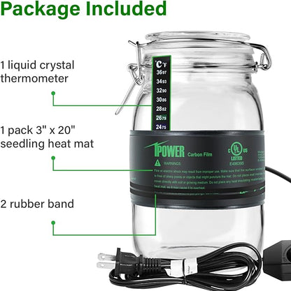 iPower 3" x 20" Seeding Heat Mat with Thermostat Temperature Adjustable Knob Durable Warm Hydroponic Plant Germination Starting Pad, Black iPower