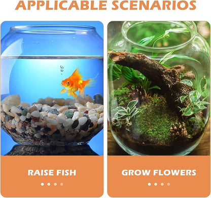 POPETPOP Plastic Fish Bowls Round Aquarium Clear Fish Keeper Fishbowl Vase Pot for Wedding Party Event Christmas Holiday Home Decor 18cm POPETPOP