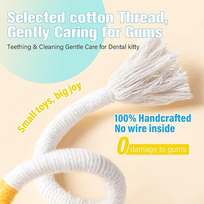 Sisal Rope Cat Toys,Safe Catnip Toys Without Wire,3 Pack Cat Toys for Bored Indoor Cats,Dental Kitty Chew Toys with Silvervine Gall Fruit,Bite-Resistant Teeth Clean Chew Cat Toy All Breeds - PAWPICO