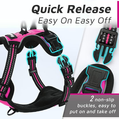 Eagloo Small Dog Harness No Pull, Service Vest with Reflective Strips and Control Handle, Adjustable and Comfortable for Easy Walking, No Choke Pet Harness with 2 Metal Rings, Rose Red, XS GoExplorewithEagloo