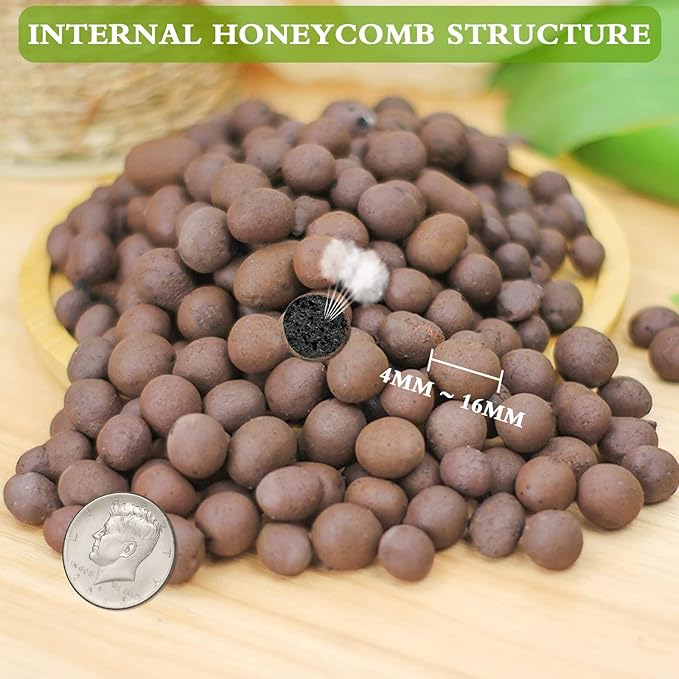 Halatool 10 LB Leca Clay Pebbles for Plants 4mm-16mm Clay Balls 100% Natural Hydroton Leca Balls for Indoor Plants Hydroponic Growing Gardening Orchids Drainage Decoration Aquaponics HALATOOL