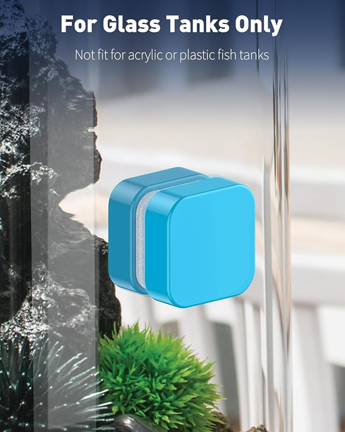 Pawfly Magnetic Aquarium Glass Cleaner Fish Tank Magnetic Brush with Mirror, 1.5 Inch Mini Fish Tank Glass Cleaner Cleaning Tool for 2/5 Inch Thick Aquarium up to 10 Gallons (Non-Floatable) Pawfly