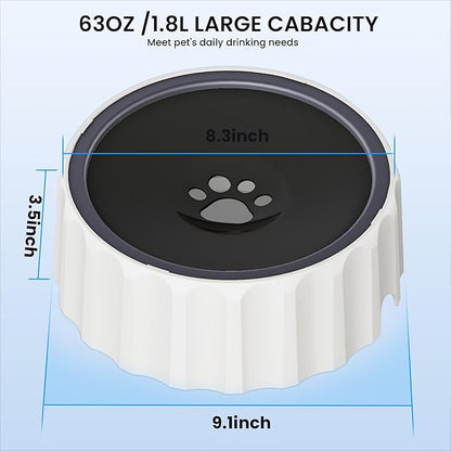 Dog Water Bowl No Spill 70oz/2L Large Capacity Dog Water Bowl Dispenser Non Slip No Splash Dog Water Bowl Pet Slow Feeder No Drip Dog Water Bowl on Vehicle Slow Water Bowl for Dogs and Cat Black - PAWPICO