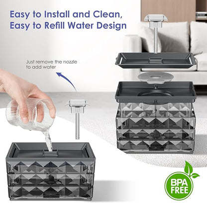 Cat Water Fountain, 135oz/4L Ultra Quiet Automatic Pet Water Fountain with Colorful LED Indicator for Water Shortage Alert, Dog Water Dispenser with Replacement Filters (Grey) - PAWPICO