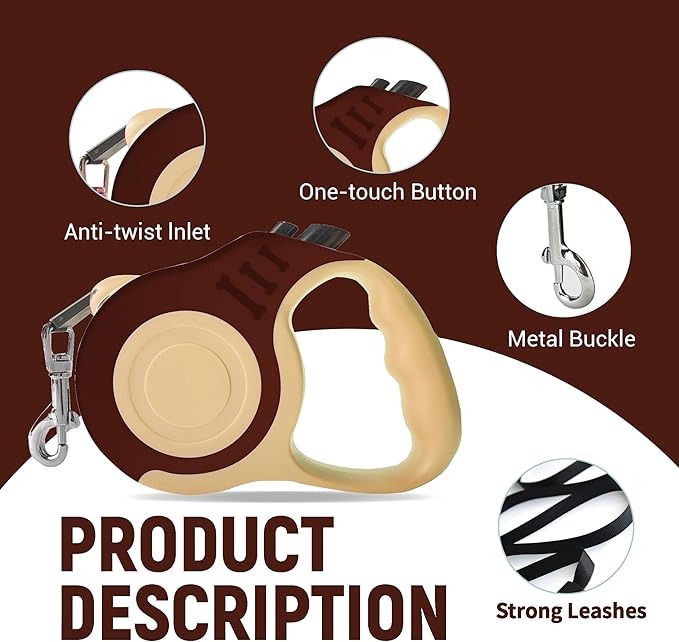 Retractable Dog Leash Automatic Telescopic Tractor Dog Tape, Pet Tape 10/16 FT Durable and Convenient, with Non-Slip Handle, Suitable for Small and Medium-Sized Dogs LIEVUIKEN