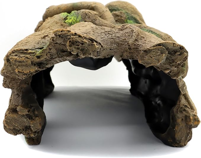 JIHAQUA Aquarium Resin Bark Terrarium Decor, Lizard, Snake or Reptile Hide,Lizard, Spider and Aquarium Fish Hide Cave (Large Bark B) JIHAQUA