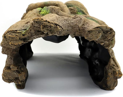JIHAQUA Aquarium Resin Bark Terrarium Decor, Lizard, Snake or Reptile Hide,Lizard, Spider and Aquarium Fish Hide Cave (Large Bark B) JIHAQUA