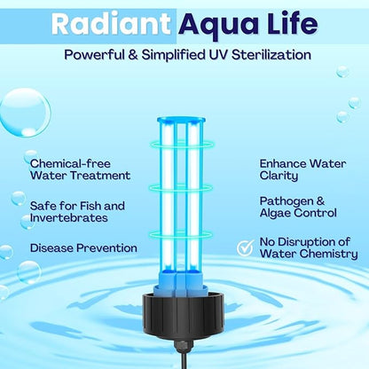 Flexzion UV Light for Pond - 9W Small Pond UV Light, 2113 Gal Capacity, 1500L/H UV Pond Clarifier for Outdoor Ponds, Clears Water in Days (CUV-109A) Flexzion