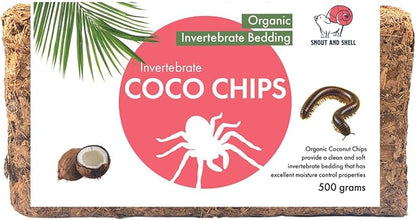 Snout and Shell Organic Invertebrate Coco Chip Bedding Substrate for Tarantulas, Spiders, Millipedes - Natural Habitat for Tunneling, Digging, & Enjoying - 500 Gm SNOUTANDSHELL