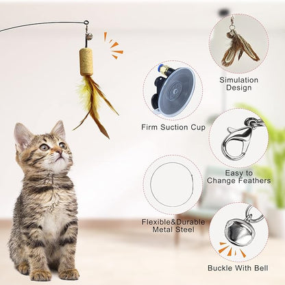 Interactive Cat Toy Cat Toys for Bored Indoor Adult Cats Suction Cup Flying Bird Cat Toy Suitable for Kitten to Play Exercise - PAWPICO