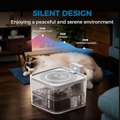 Silent Leak Proof Cat Drinking Fountain 3 Liter Large Capacity, Semi-Transparent Visible Water Tank with Motion Sensor Function, Detachable Cat Fountain. - PAWPICO