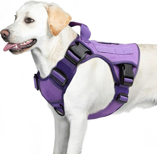 WINGOIN Purple Tactical Dog Harness Vest for Small Dogs No Pull Adjustable Reflective K9 Military Dog Service Dog Harnesses with Handle for Walking, Hiking, Training(S) WINGOIN