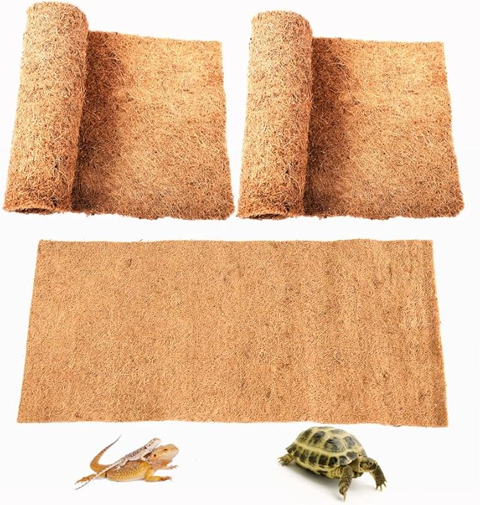 Reptile Carpet Natural Coconut Fiber, 36" x 18" Tortoise Carpet Mat for Pet Terrarium Liner, Reptile Bedding Supplies for Lizard, Snake, Chameleon, Turtle, Bearded Dragon (2 Pack) SISIPAILIFE