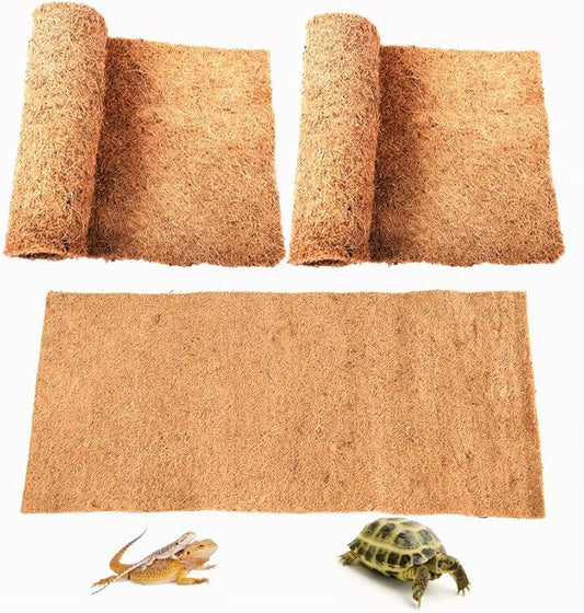Reptile Carpet Natural Coconut Fiber, 36" x 18" Tortoise Carpet Mat for Pet Terrarium Liner, Reptile Bedding Supplies for Lizard, Snake, Chameleon, Turtle, Bearded Dragon (2 Pack) SISIPAILIFE