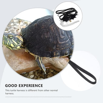 POPETPOP Turtle Harness and Leash with Wings : Adjustable Tortoise Harness Strap Collar Leash Control Rope for Turtle(Black, Size S) POPETPOP