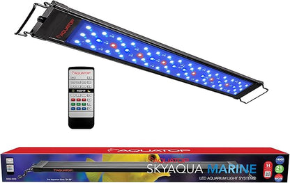 Aquatop SkyAqua Marine LED Saltwater Aquarium Light, 14000K Spectrum – Fits 24-30-Inch Tanks, 3 Position Toggle Switch & Included Remote Control, Aquarium Lights for Fish Tanks, UL & CSA AQUATOP