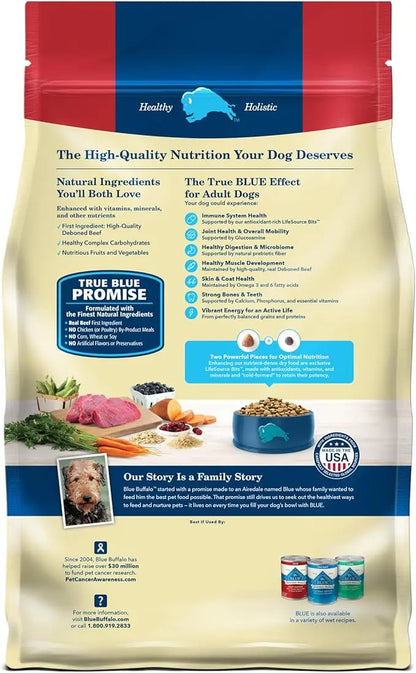Blue Buffalo Life Protection Formula Adult Dry Dog Food, Helps Build and Maintain Strong Muscles, Made with Natural Ingredients, Beef & Brown Rice Recipe, 34-lb. Bag - PAWPICO