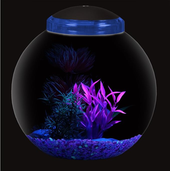 Koller Products 3-Gallon Globe Fish Bowl, Impact- Resistant Plastic Fish Tank with LED Lighting, Crystal-Clear Clarity, Desktop Aquarium Tank for Betta Nano Goldfish Peacockfish Zebrafish, Home Décor DISCOVERTHEEXCITINGWORLDOFKEEPINGTROPICALFISH