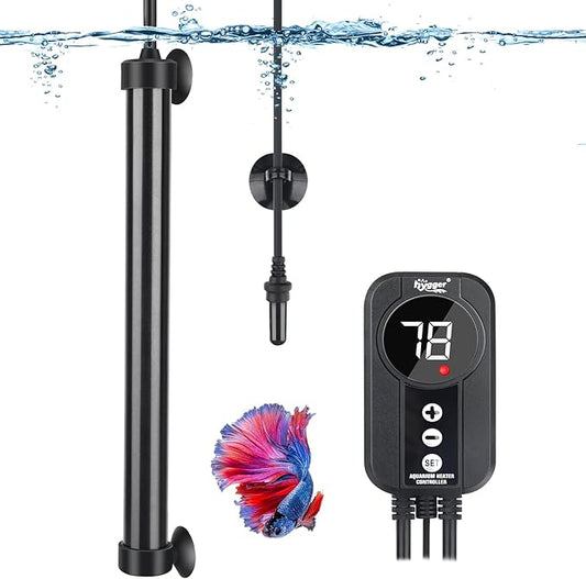 hygger Aquarium Heater 300W,Titanium Heater with Digital LED Controller and Temperature Probe,Submersible Fish Tank Heater with Temperature Calibration,for Saltwater & Freshwater Fish Tank 50-60Gallon hygger